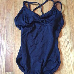 Cross-back black leotard